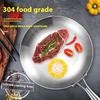 304 Stainless Steel Frying Pan Non Stick Pan Fried Steak Pot Uncoated Wok Kitchen Cookware for Gas Stove and Induction Cooker