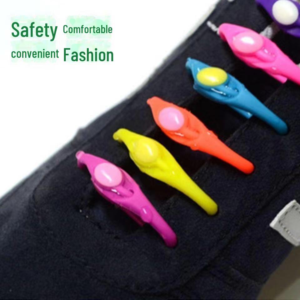 Elastic Lazy Shoelace Buckle White Shoes for Adults & Kids - No Tying Needed, Silicone, Unisex.