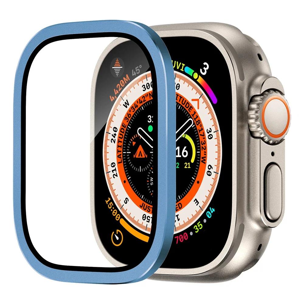 Закаленное Стекло для Apple Watch Ultra 2 49 мм Защитная Пленка для Экрана Металлическая Рамка Защита от Царапин для IWatch Серии Ultra 49 мм Аксессуары