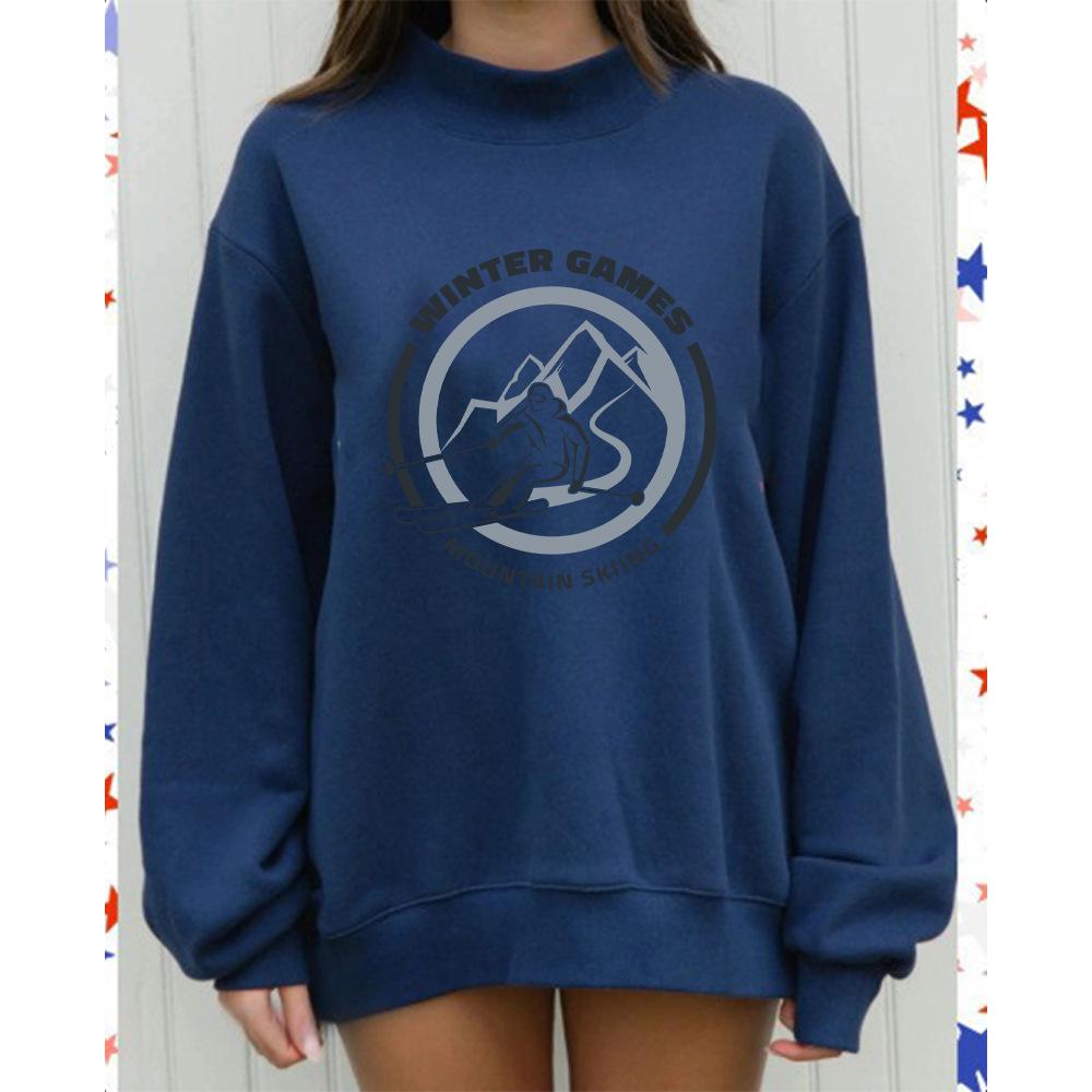 Trendy Women's Heavy-Duty Casual Sweatshirt - Stylish & Comfortable Mid-High Collar for Autumn
