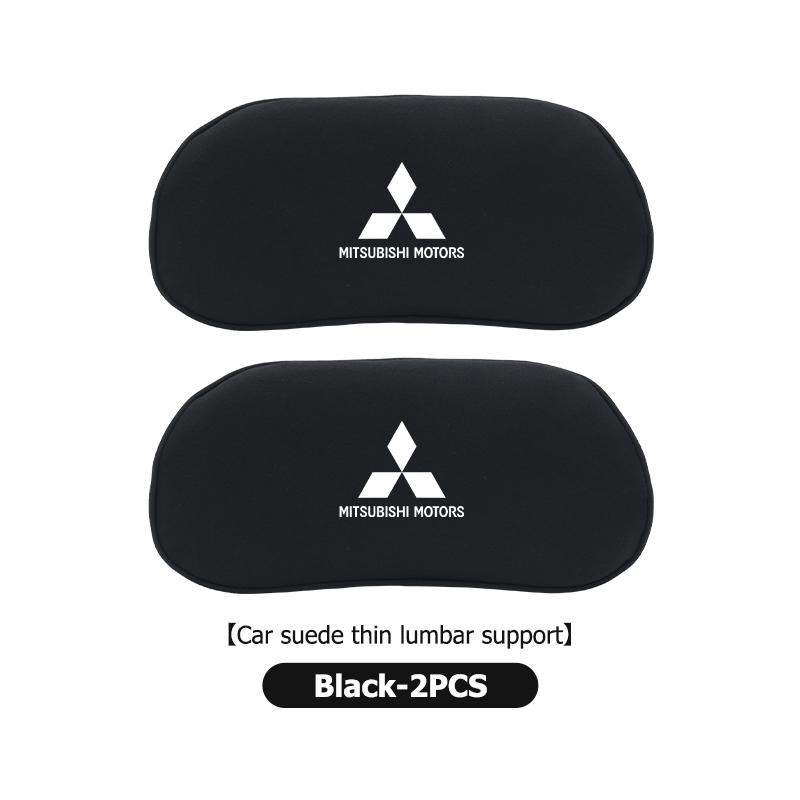dnsh2 For Mitsubishi Car Logo Suede Seat Non-slip Back Cushion Lumbar Pad Waist Protection Mat Outlander Lancer Cross Colt Xpander