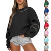 Women Tops Women's Long Sleeve Sweatshirt Casual Crewneck Loose Fit Pollover Fleece Tops