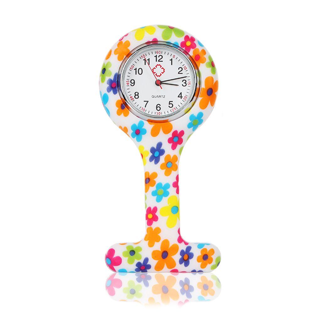 Unisex Silicone Multi Colors Lapel Watches with Second Hand Fob Nurse Watch Nursing Clip On