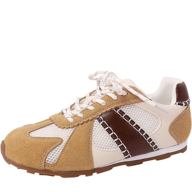 Универсальная повседневная обувь на доске, ретро цветовая гамма, женская летняя мода, круглый носок, сетчатая дышащая удобная легкая одинарная обувь