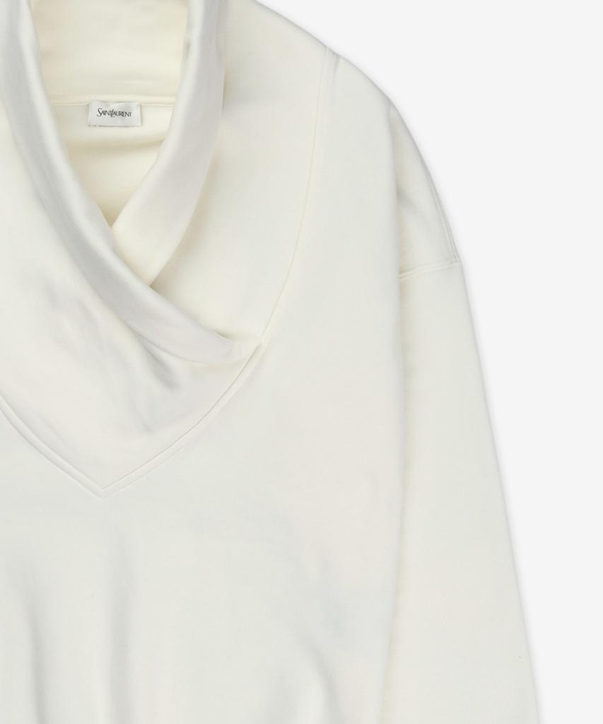 SAINT LAURENT High V-Neck Sweatshirt - White / 803146Y36Sw9538