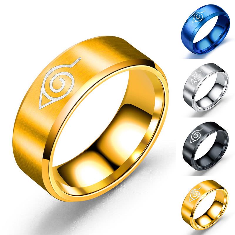 Мужской Творческий характер С узором Кольцо из титановой стали Золото Серебро Синий и черный