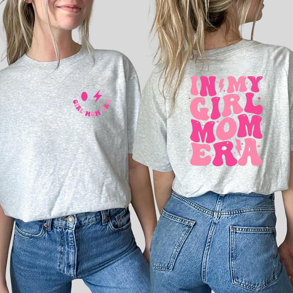 Футболка In My Girl Mom Era Футболка для мамы девочки Футболка для клуба мамы девочки Футболки для будущей мамы Подарок на День матери Топ Унисекс с короткими рукавами