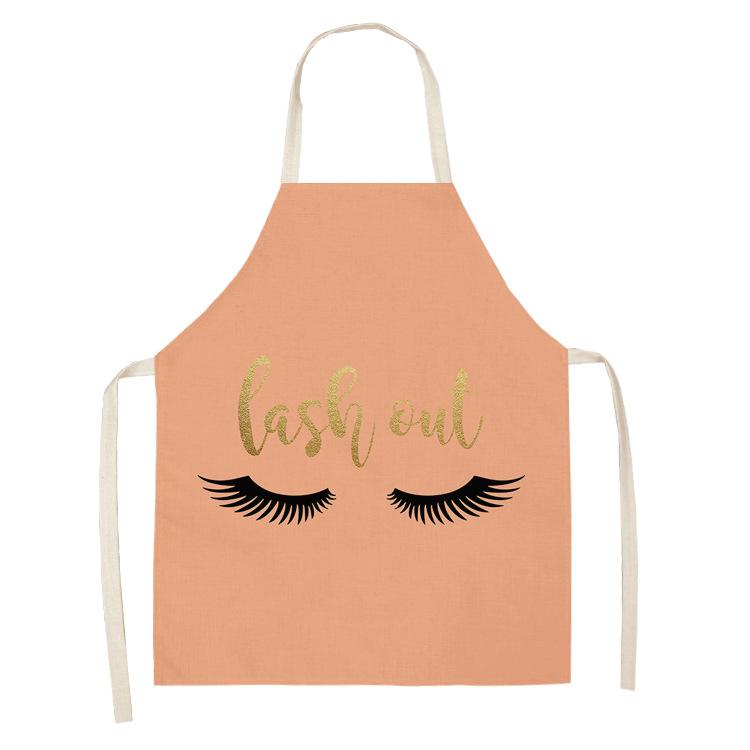 Eyelashe Love Pattern Aprons Home Cooking Kitchen Apron Cook Linen Adult Bibs Waist Baking Barista Aprons Cleaning Tools Tablier