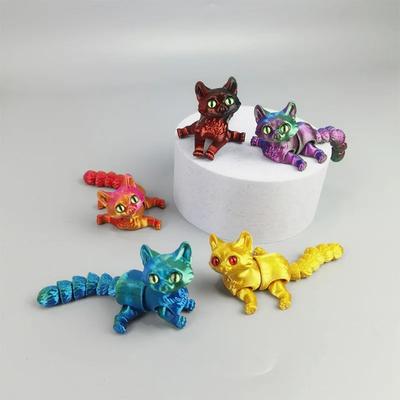 1 шт. 3D-печать Многосуставные Подвижные Фигурки Кота Марионетки Модель Кошачьи Украшения Украшение для Домашнего Стола для Детей Девочек Подарок