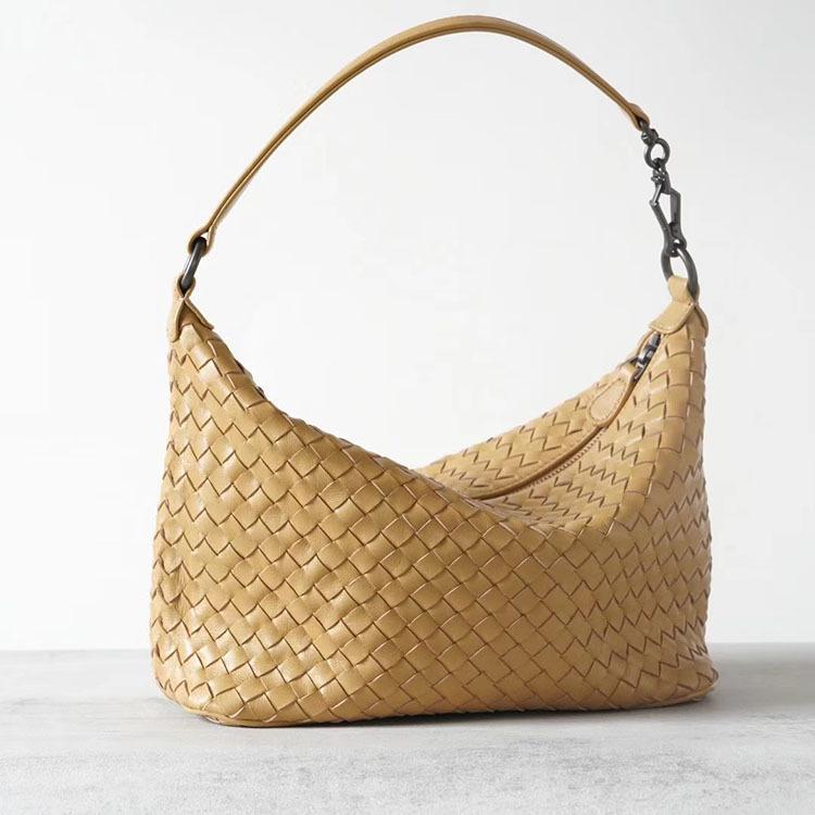 Handcrafted Sheepskin Woven Lunch Box Bag One Shoulder Armpit Dumpling Bag Women's High-end Handbag