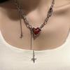 Faitolagi 1 шт., красное ожерелье с подвеской в ​​форме звезды, Y2K, эстетичная серебристая металлическая цепочка на ключицу для женщин, девушек, ювелирные изделия, подарок на Хэллоуин