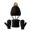 3Pcs/Set Kids Hat Scarf Glove Set Plush Ball Decor Twist Texture Thickened Warm Brimless Hat Long Scarf Touch Screen Gloves Set