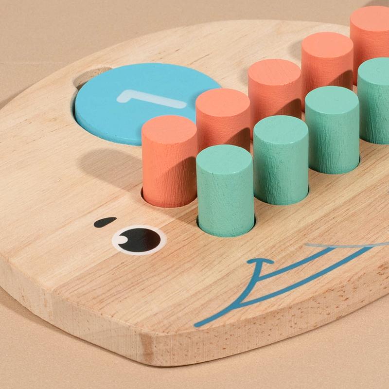 Children's Wooden Number Board Whale Shaped Ten Digit Counter Cognitive Matching Game Addition Subtraction Operation Math Toys