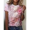 Модная женская футболка с круглым вырезом, 3D-печать цветов, короткий рукав