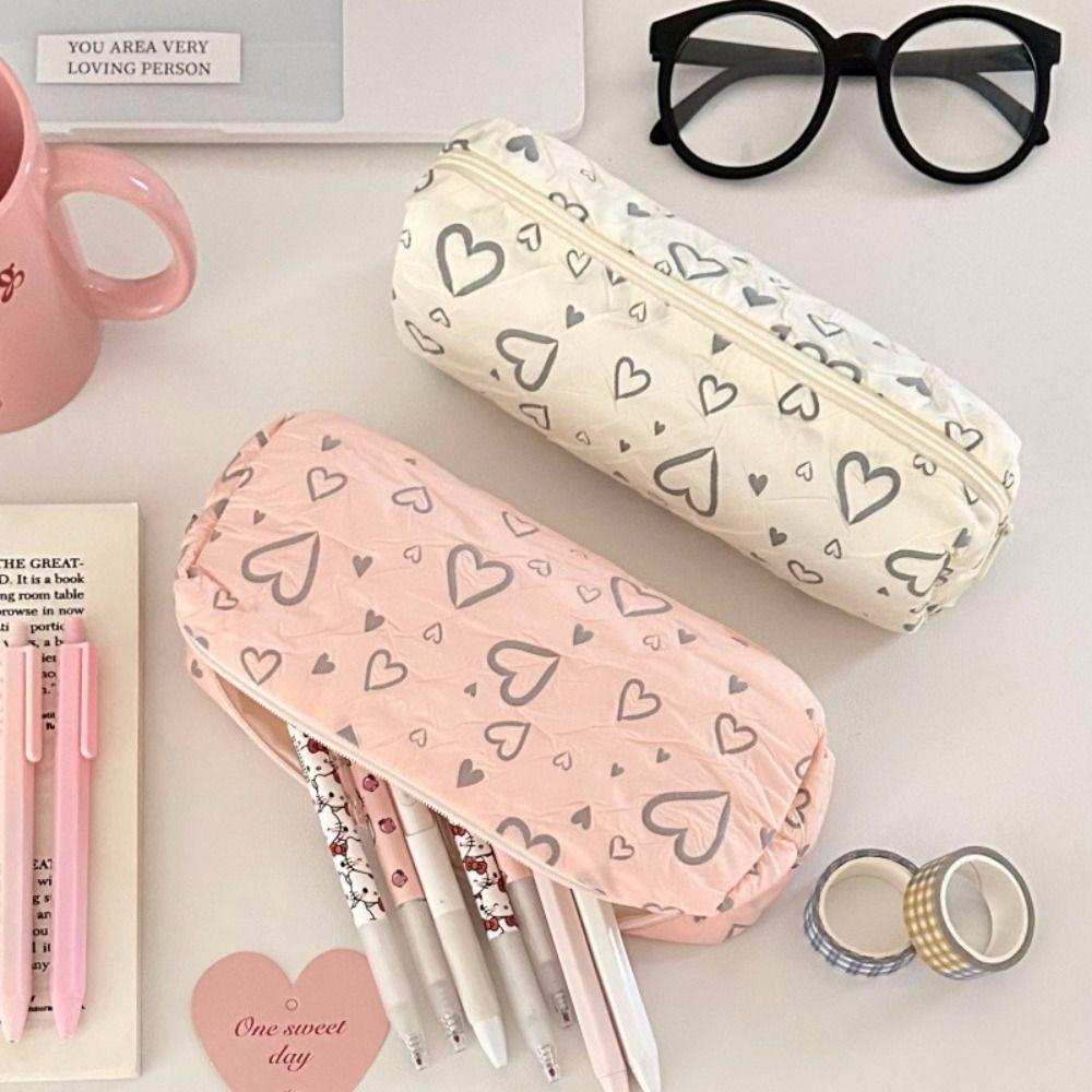 Love Print Pattern Stationery Bag Large Capacity Storage Bag Simple Pen Bag Student Gift