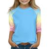 Printed Tops For Youth Girls 4-16 Years Round Neck 3/4 Sleeves T-Shirts Trendy Tops Outfit Tees