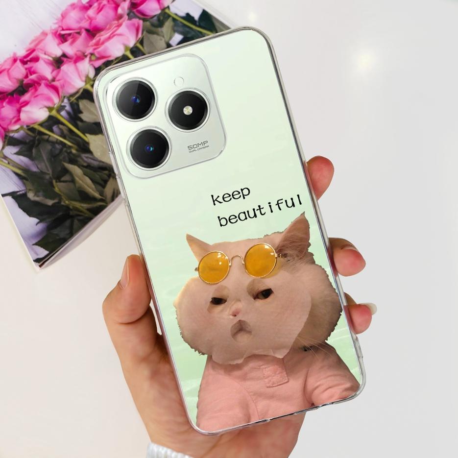 For Realme C61 Case RMX3939 Cute Panda Cartoon Painted Cover Soft Slim Phone Case For Realme C63 C 61 RealmeC61 RealmeC63 Bumper