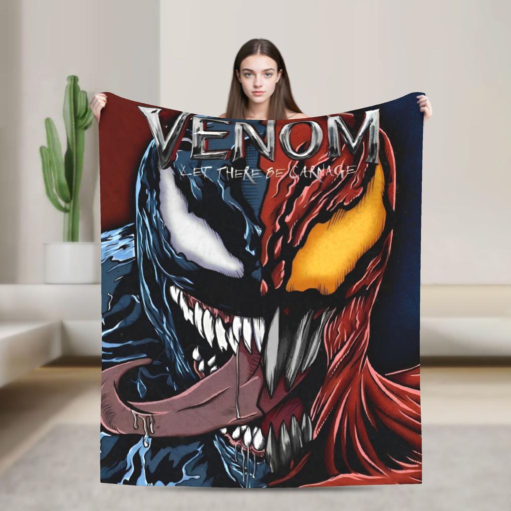 Venom cartoon Blanket  Travel Office Flannel Throw Blanket For Couch Chair Sofa Bed Soft Design Quality Bedspread Gift