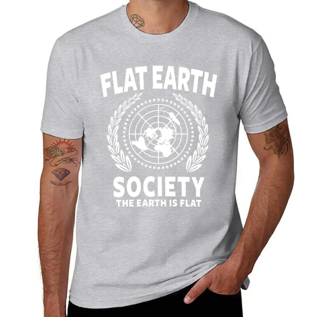 FLAT EARTH SHIRT, FLAT EARTH SOCIETY T-Shirt oversized summer top vintage clothes mens funny t shirts