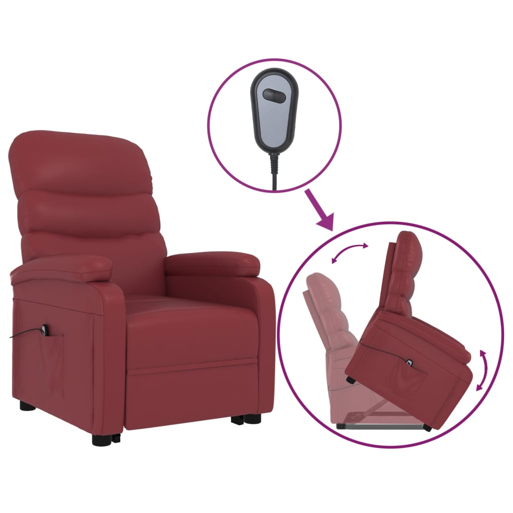 Recliner Chair in Burgundy Artificial Leather