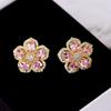 Sweet Chrysanthemum Earrings for Women 2022 New Fashion Three-Dimensional Crystal Flower Ear Stud Gold-Plated Brand Jewellery