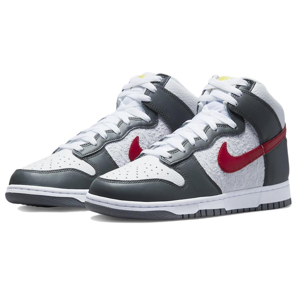 Nike Dunk High 'Embossed Basketball Grey Red' Men's FD0668-001