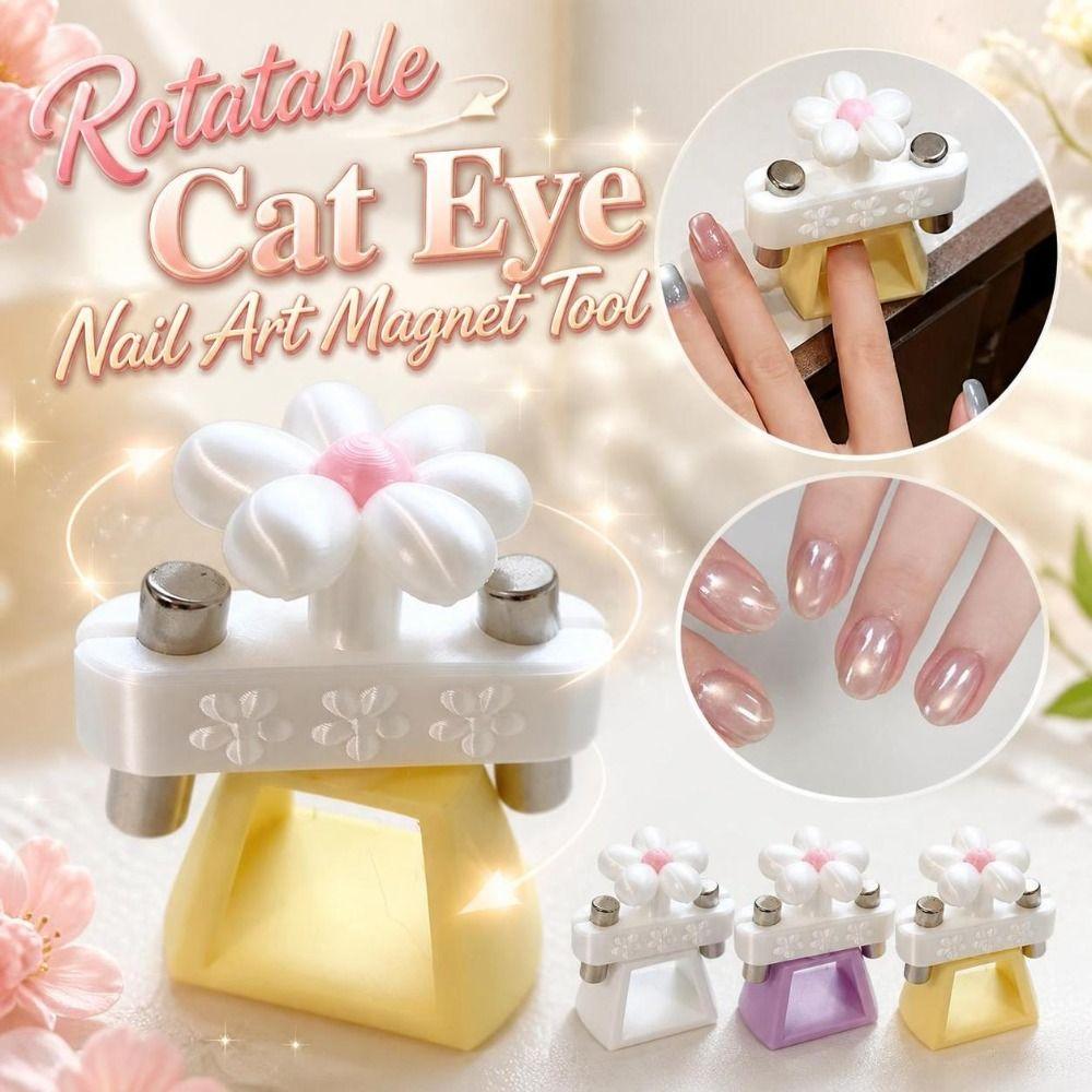 Rotatable Nail Art Magnet Tool Flower Shaped Rotatable Nail Magnet Cat Eye Nail Magnet DIY