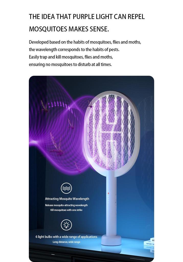 Rechargeable 2-in-1 Electric Mosquito & Fly Swatter - High-Powered Multi-Functional Insect Killer for Home Use