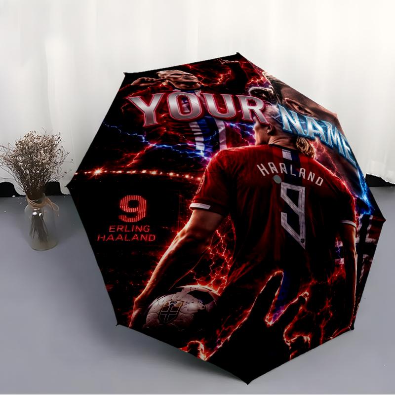 Personalized Name Haaland Print Umbrella, UV Shielding. It Has Eight Sturdy Ribs for Outdoor Use And Perfect As a Holiday Gift