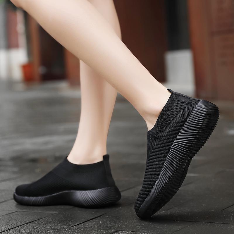 Women Sneakers Vulcanized Shoes Sock Sneakers Women Summer Slip On Flat Shoes Women Plus Size Loafers Walking Flat