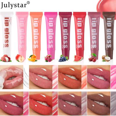 Набор из 8 цветов Julystar, стойкий увлажняющий цвет, увеличивающий объем губ, водянистый прозрачный зеркальный шланг, масло для губ