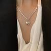 925 Sterling Silver Geometric Love Heart Zircon Chain Necklace Female Party Jewelry