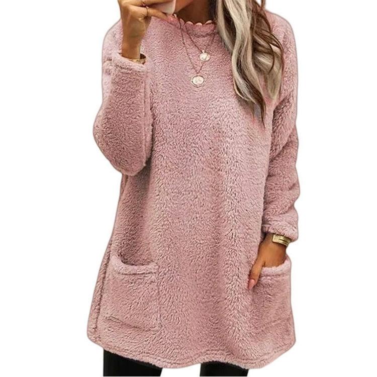 Women's Fashion Casual Fall Winter Solid Color Print Long Sleeve O-Neck Sweaters