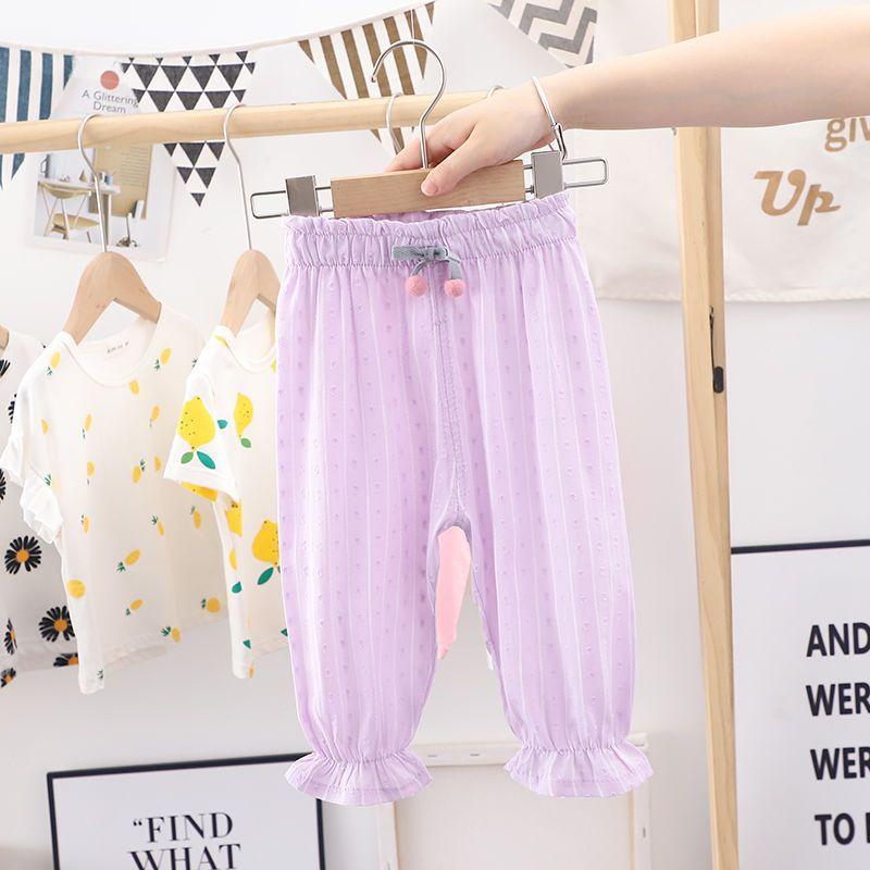 Новые летние брюки для девочек, брюки-фонарики, свободные детские брюки с защитой от комаров, тонкий дизайн для девочек