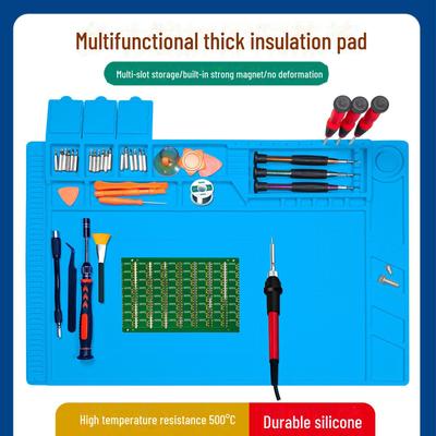 Коврик для ремонта мобильного телефона: Утолщенный, магнитный, противоскользящий, антистатичный, устойчивый к высоким температурам, многофункциональный силиконовый коврик