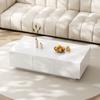 Coffee Table, High-Gloss Living Room Table with Push-Pull Storage Structure, Double-Sided Drawers