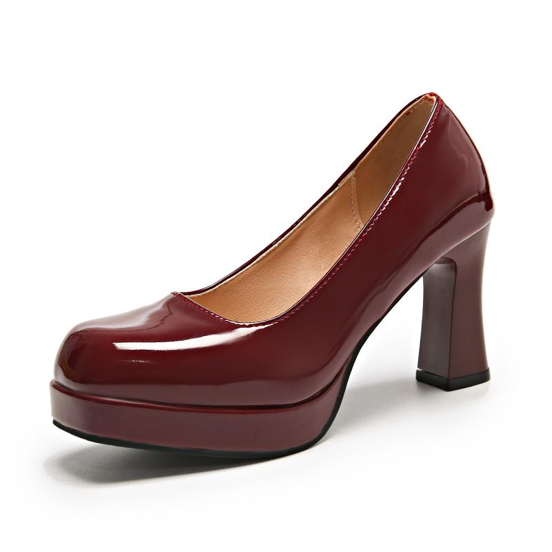 Мода Новые женские туфли-лодочки с квадратным носком и высоким каблуком для женщин, уличные туфли для платья, туфли на квадратном каблуке, слипоны, неглубокие, на платформе, на высоком каблуке, женские