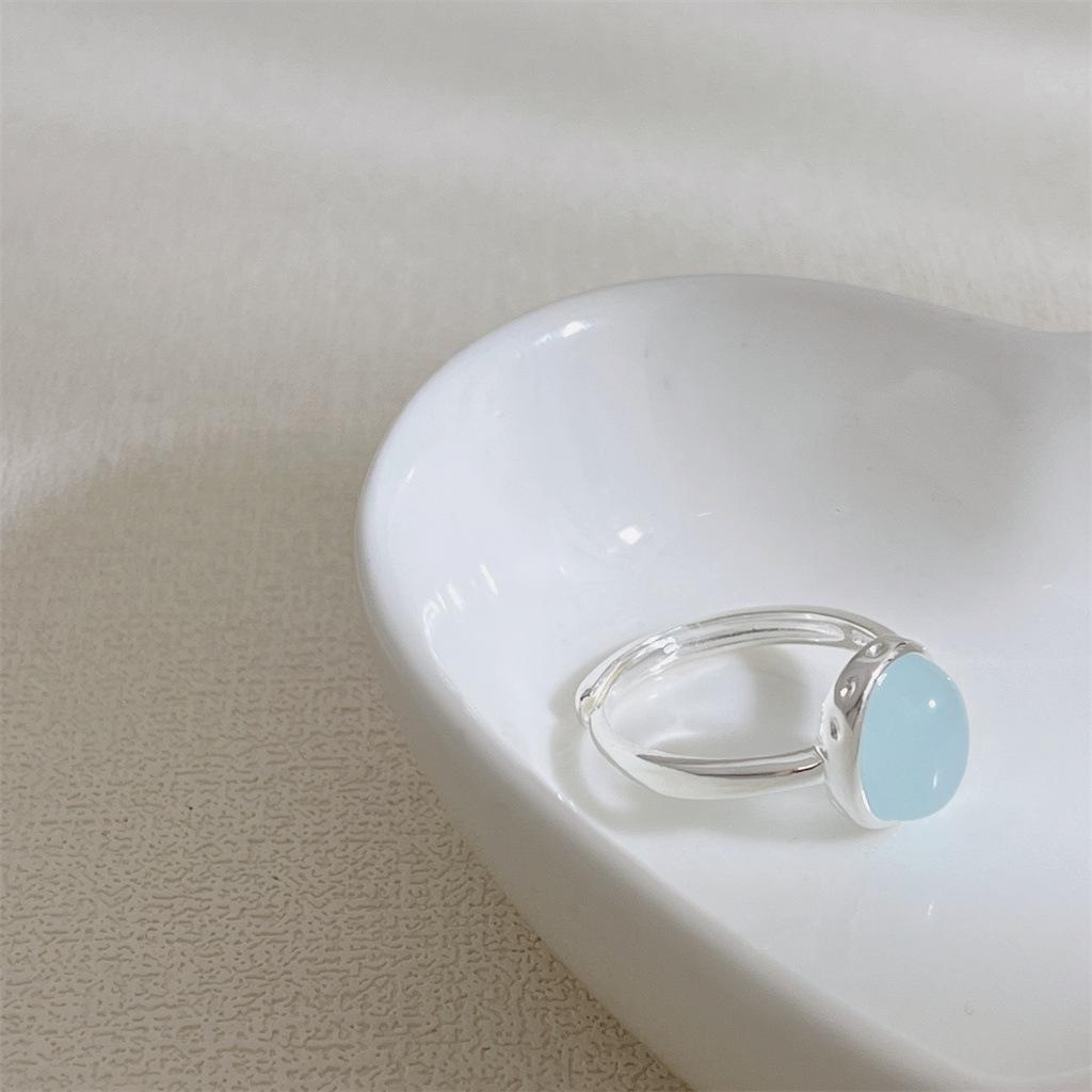 Xiaomi BF CLUB 925 Sterling Silver Irregular Ring Female Blue Stone Open Simple Retro Style Handmade Rings Jewelry Birthday Gift