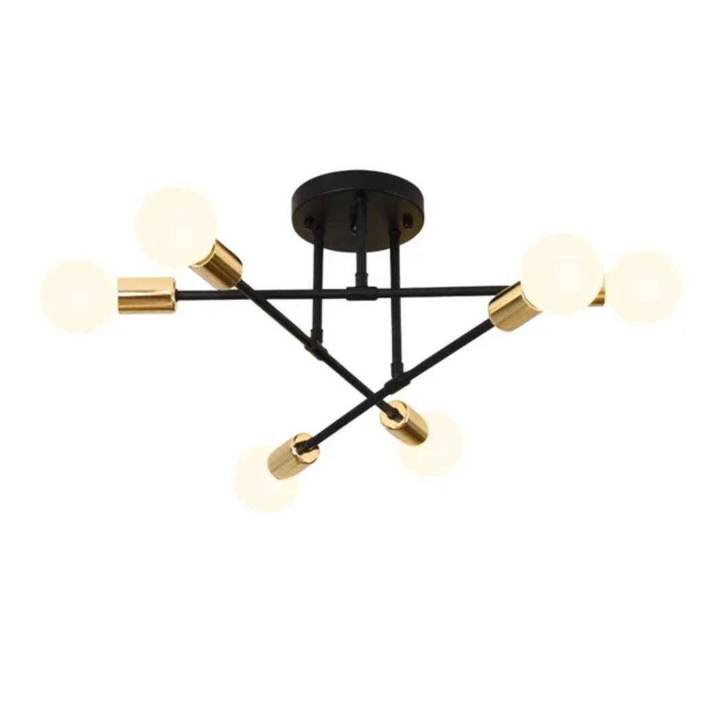 Новый элегантный, стильный и современный светодиодный потолочный светильник в скандинавском стиле черного и золотого цвета - современная люстра Sputnik для спальни и столовой