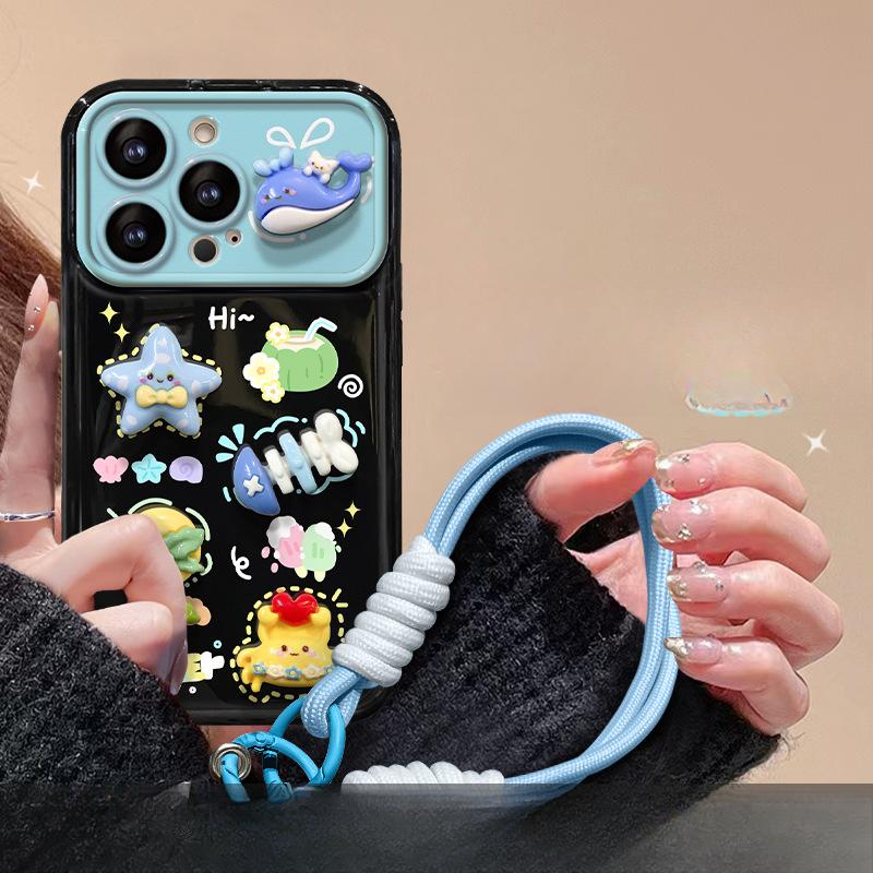 Подходит для чехла для мобильного телефона Apple 15 Iphone14/13pro Пляжная мультяшная кукла Ремешок 12 Большое окно откидной 11
