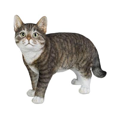 Полосатый кот Убиа (большой) 32 x 12,8 x 23,5 см Фигурка куклы Украшение Животное Садовое украшение Кошка H22079-10