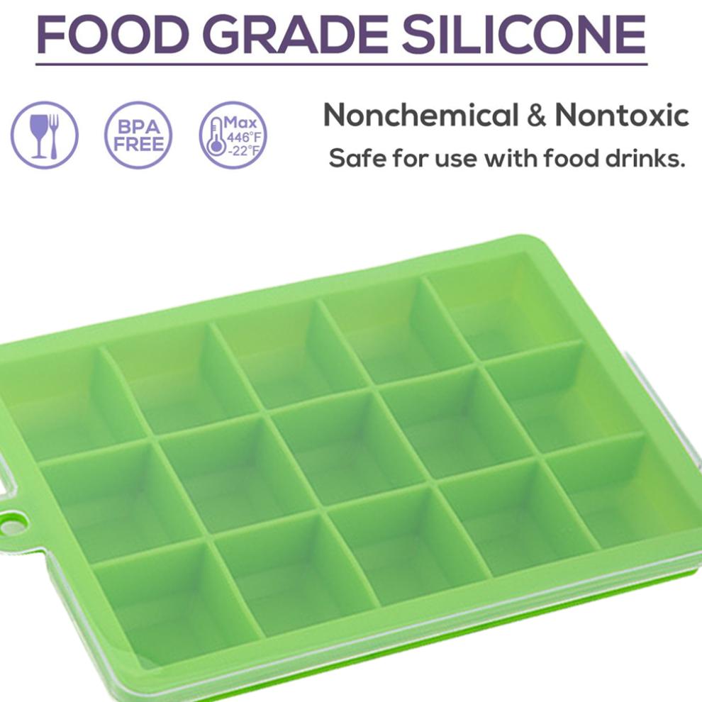 Creative Ice Cube Molds, Ice Cube Tray with Lid, Flexible Design Food Grade Silicone, Reusable Stackable For Whiskey Ice Cubes, Ice Cube Molds (Blue)