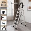 Утолщенная складная лестница для использования в помещении с узором «елочка».: 4-5-ступенчатая телескопическая и портативная конструкция.
