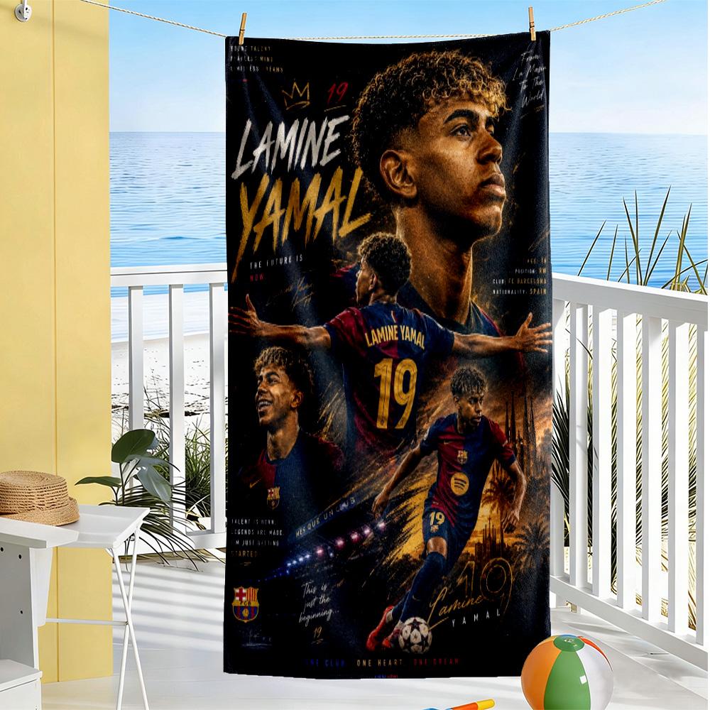 Lamine Yamal Spain's Soccer Star Celebration Beach Towel Super Soft & Absorbent Comfortable Lightweight Perfect for Traveling Yoga Camping and Swimmin
