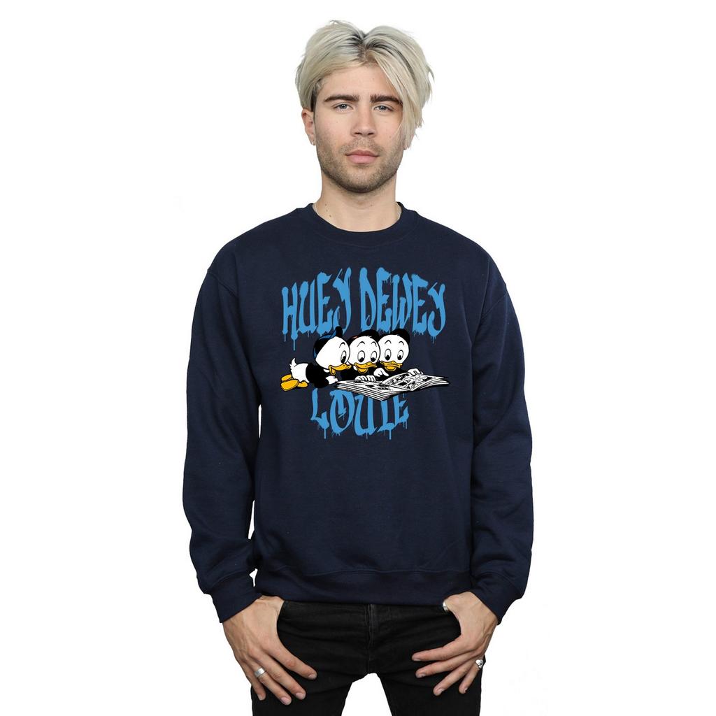 Disney Mens Huey Dewey Louie Reading Sweatshirt