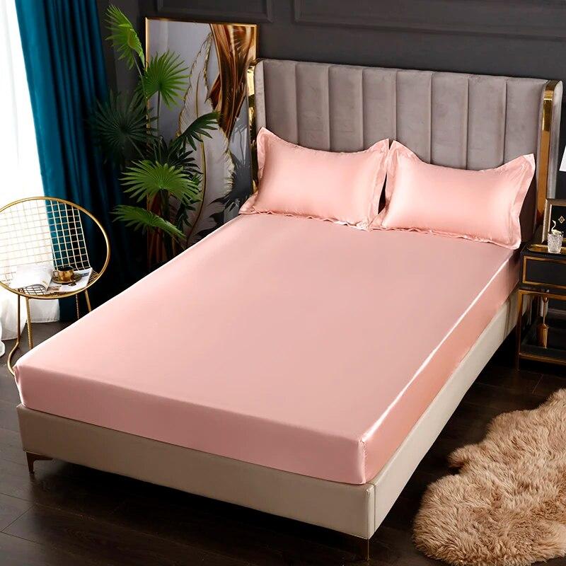 Сплошной цвет на подкладке, атласный вискоза, высококачественный наматрасник, простыни на резинке, распродажа, простыня