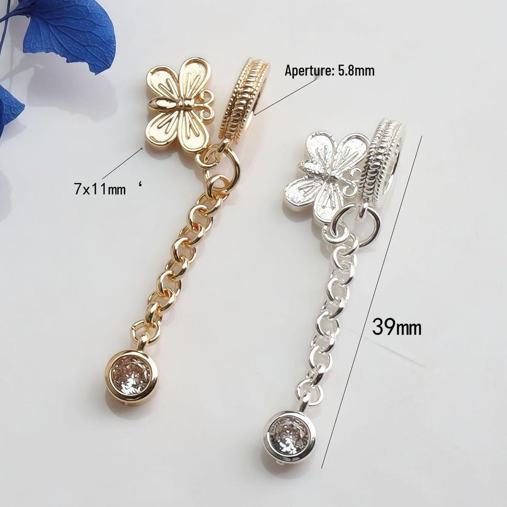 Позолоченное 14K Золотом Сердце Стрекоза Бант Кисточка Бусины-Разделители Браслет Ожерелье Подвеска Капля DIY