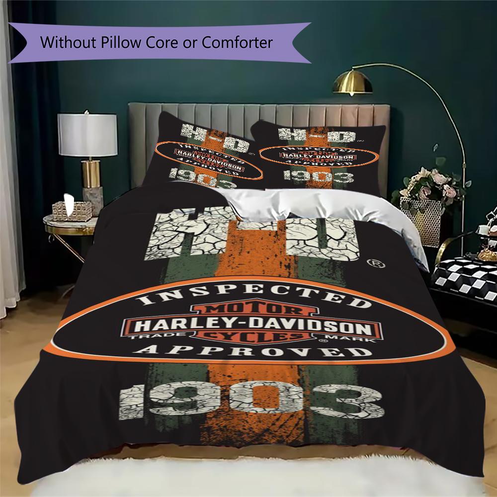Vintage Harley Davidson Logo Bedding 1 Duvet Cover 2 Pillowcase Without Core Without Core Soft And Comfortable Bedding Set