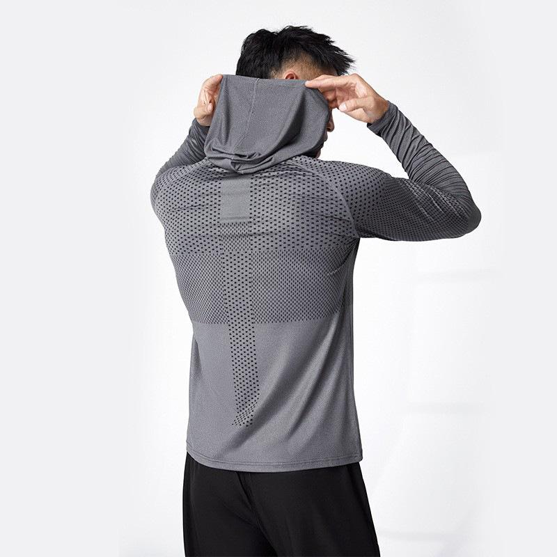 Spring Autumn Men's Training Clothes Track Field Running Sports T-shirts Quick Drying Clothes Fitness Clothes Long Sleeved Hooded Tops T-Shirts Men’s