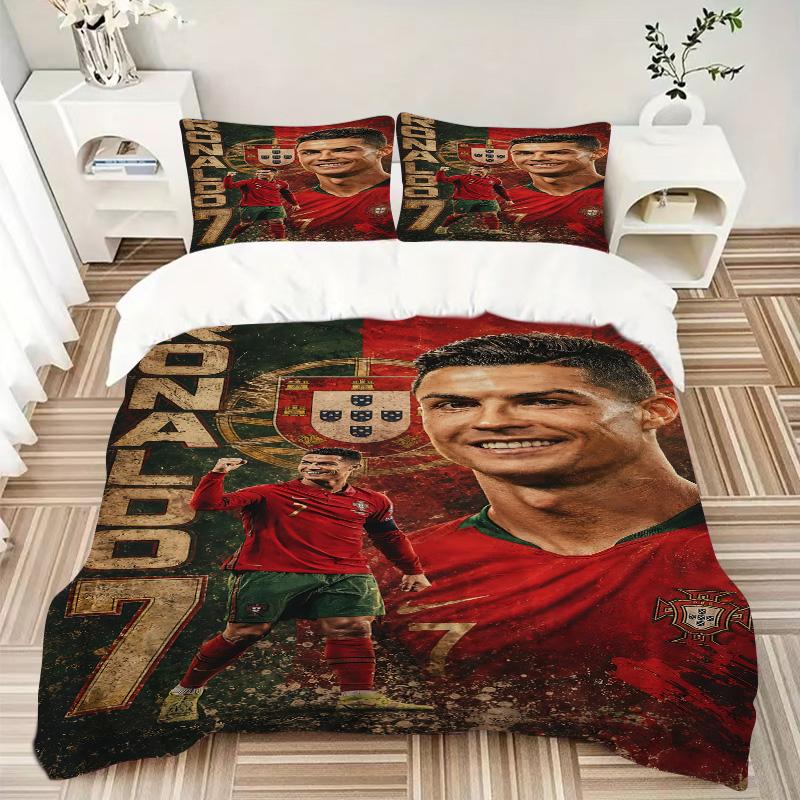 Ronaldo'S Legacy Soccer Print 3Pcs Bedding Setduvet Cover With 2 Bedropillowcase Home Birthday Gift